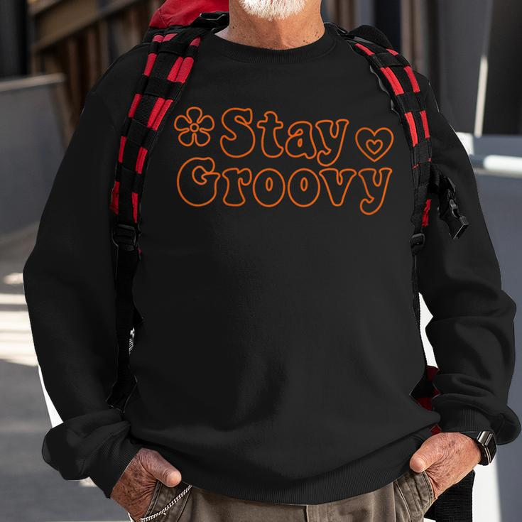 Stay Groovy Hippie Retro Style Sweatshirt Gifts for Old Men