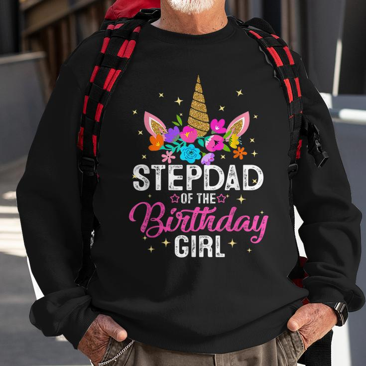 Stepdad Of The Birthday Girl Mother Gift Unicorn Birthday Sweatshirt Gifts for Old Men