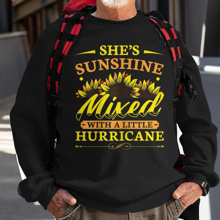Sunshine Mixed With Hurricane Sunflower Motif With Saying Sweatshirt Gifts for Old Men
