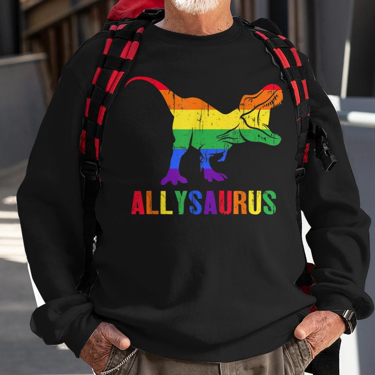T Rex Dinosaur Lgbt Gay Pride Flag Allysaurus Ally Sweatshirt Gifts for Old Men