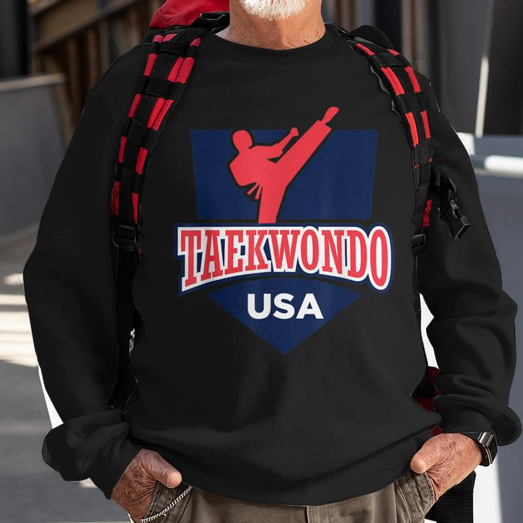 Taekwondo Usa Support The Team Usa Flag Fighting Sweatshirt Gifts for Old Men