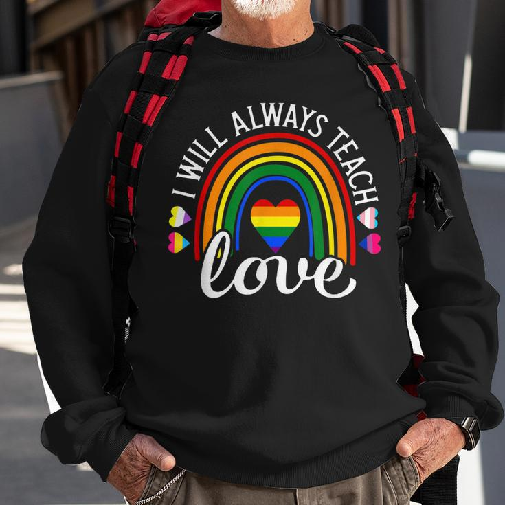 Teacher Ally Lgbt Teaching Love Rainbow Pride Month V2 Sweatshirt Gifts for Old Men
