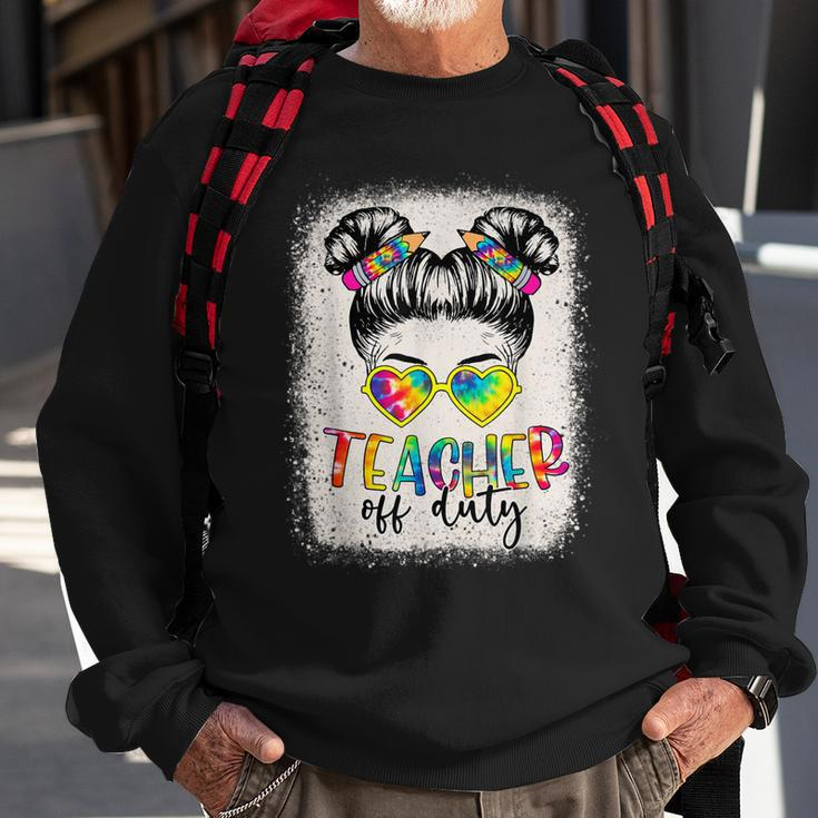 Teacher Off Duty Messy Bun Last Day Of School Teacher V3 Sweatshirt Gifts for Old Men