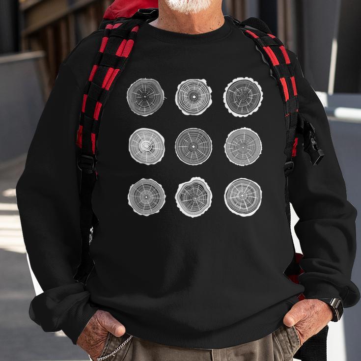 Tree Trunk Pattern Tree Forest Growth Rings Sweatshirt Gifts for Old Men