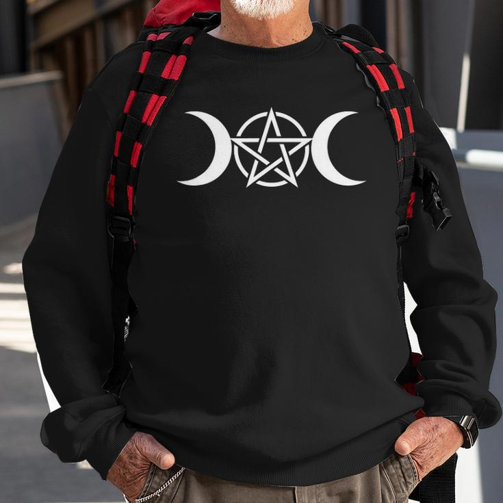 Triple Moon Goddess Wicca Pentacle Sweatshirt Gifts for Old Men