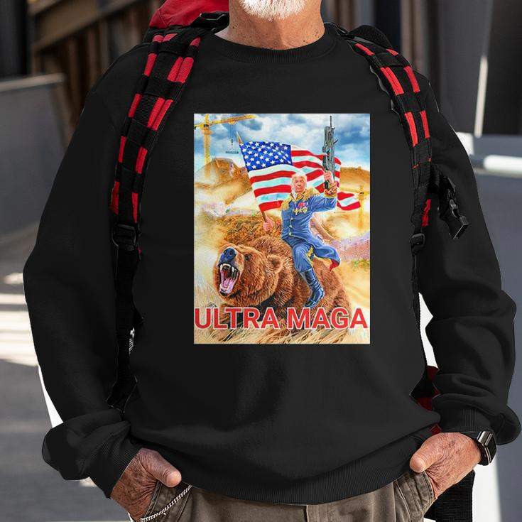 Trump Ultra Maga The Great Maga King Trump Riding Bear Sweatshirt Gifts for Old Men