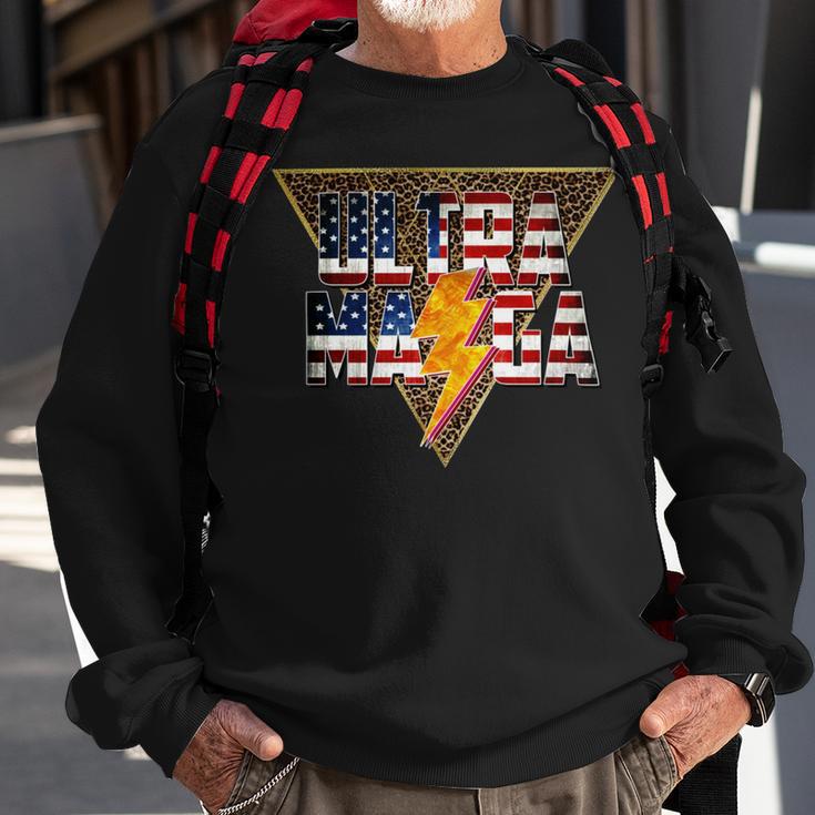 Ultra Maga Distressed Lightning Leopard Proud Ultramaga Gift Sweatshirt Gifts for Old Men