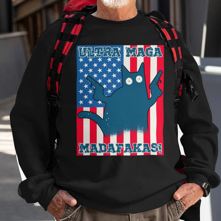 Ultra Maga Madafakas Cat American Flag Sweatshirt Gifts for Old Men