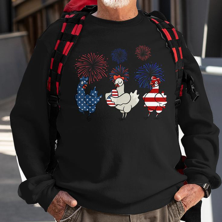 Usa Flag Chicken Fireworks Patriotic 4Th Of July Sweatshirt Gifts for Old Men