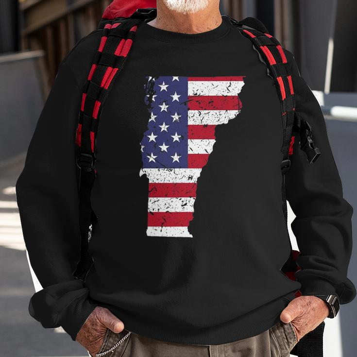 Vermont Map State American Flag 4Th Of July Pride Tee Sweatshirt Gifts for Old Men