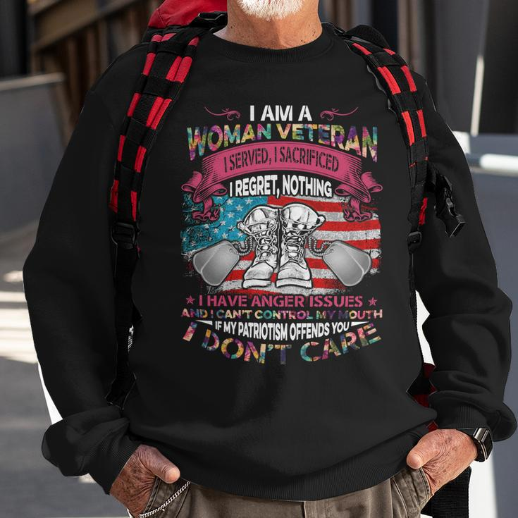 Veteran Veterans Day I Am A Women Veteran I Served I Sacrificed I Regret Nothing Navy Soldier Army Military Sweatshirt Gifts for Old Men