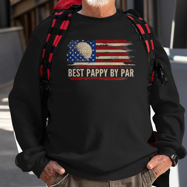 Vintage Best Pappy By Par American Flag Golf Golfer Gift Sweatshirt Gifts for Old Men