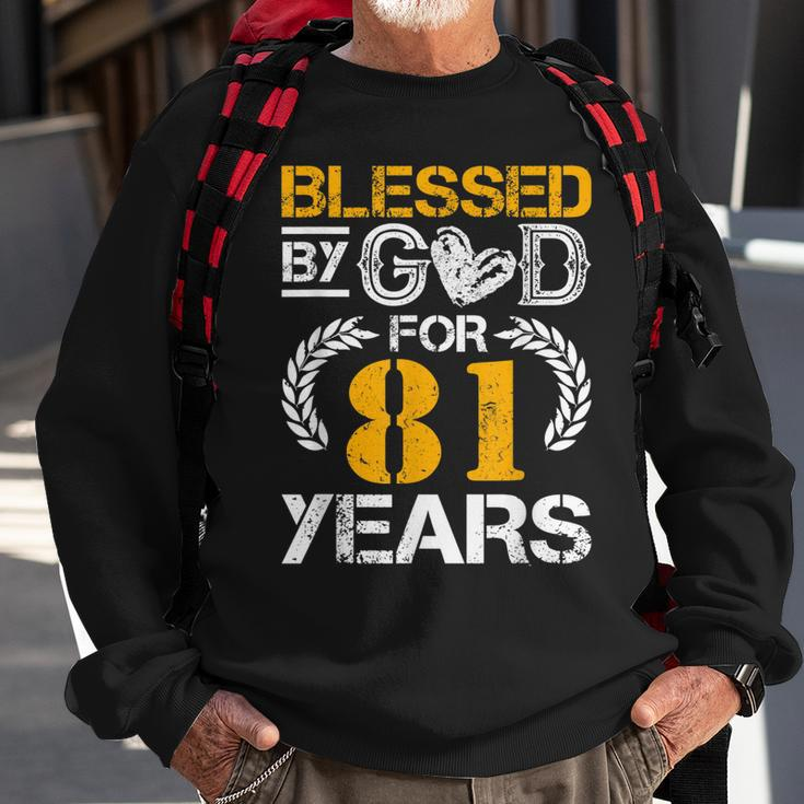 Vintage Blessed By God For 81 Years Happy 81St Birthday Sweatshirt Gifts for Old Men
