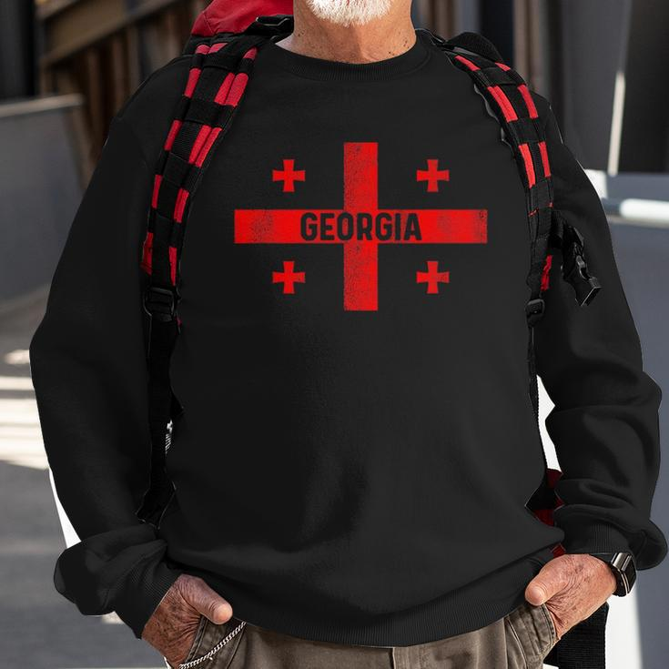 Vintage Georgian Flag Retro Georgia Men Women Souvenir Gift Sweatshirt Gifts for Old Men