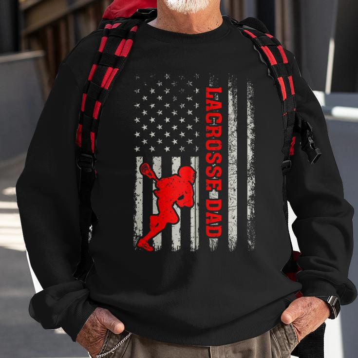 Vintage Lacrosse Dad American Flag Lacrosse 4Th Of July Zip Sweatshirt Gifts for Old Men