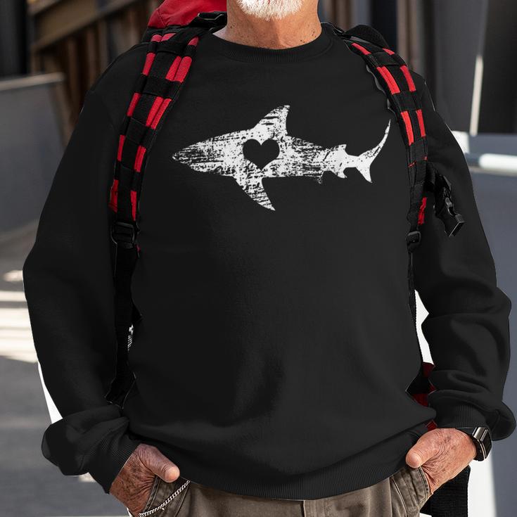 Vintage Shark Silhouette Hammerhead Shark Tiger Shark Heart 158 Trending Shirt Sweatshirt Gifts for Old Men