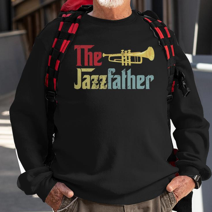 Vintage The Jazzfather Happy Fathers Day Trumpet Player Sweatshirt Gifts for Old Men