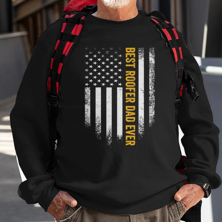 Vintage Usa American Flag Best Roofer Dad Ever Funny Gift Sweatshirt Gifts for Old Men