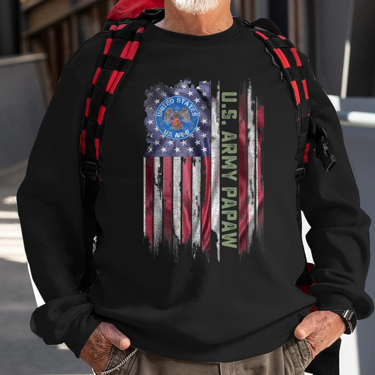 Vintage Usa American Flag Proud Us Army Veteran Papaw Funny Sweatshirt Gifts for Old Men