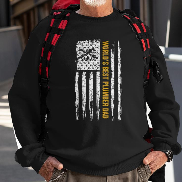 Vintage Usa American Flag Worlds Best Plumber Dad Plumbing Sweatshirt Gifts for Old Men