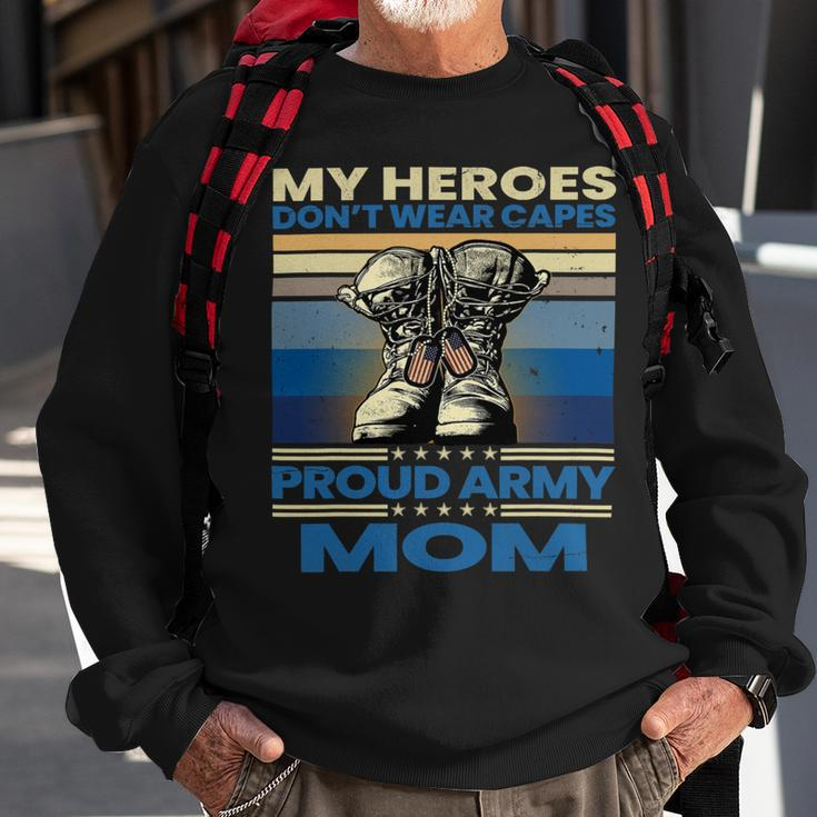 Vintage Veteran Mom My Heroes Dont Wear Capes Army Boots T-Shirt Sweatshirt Gifts for Old Men