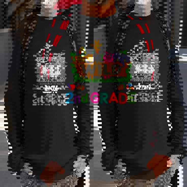 Wild About 2Nd Second Grade Teacher Student Back To School Sweatshirt Gifts for Old Men