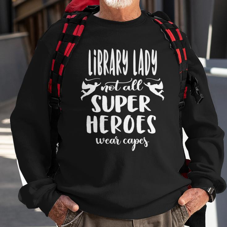 Womens Cool Super Library Lady Saying Library Lady Sweatshirt Gifts for Old Men