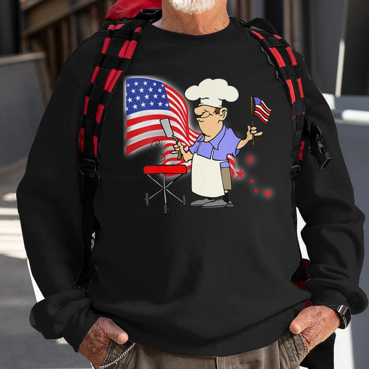 Womens Funny Patriotic All American Dad 4Th Of July Flag Bbq Men Sweatshirt Gifts for Old Men