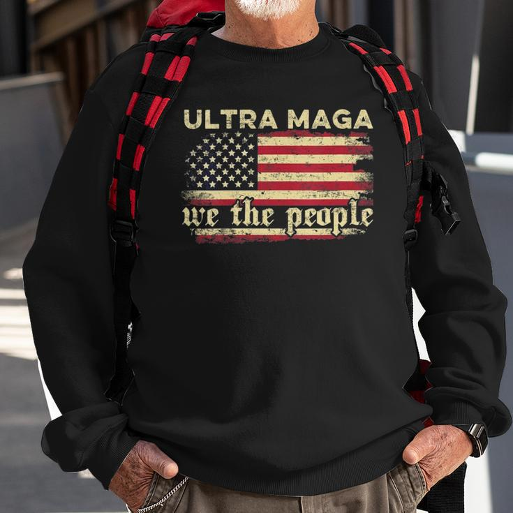 Womens Funny Ultra Maga Vintage American Flag Ultra-Maga Retro Sweatshirt Gifts for Old Men