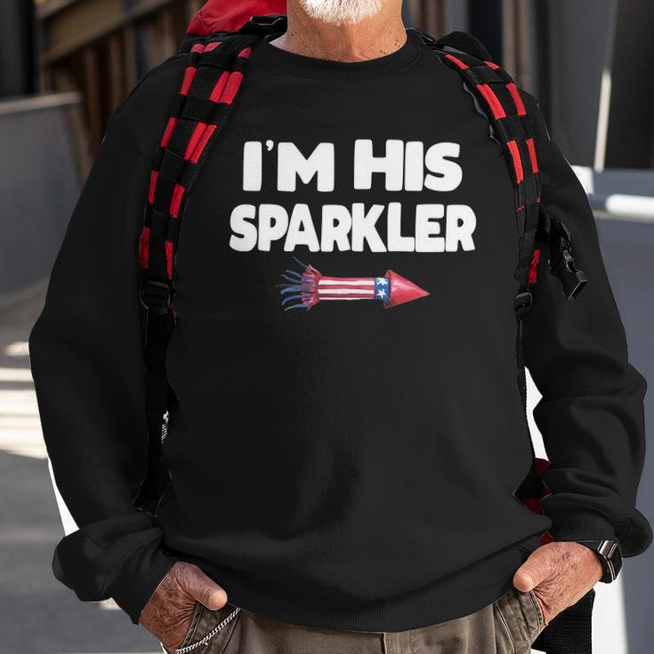 Womens Im His Sparkler Fireworks Couple Matching 4Th Of July Gift Sweatshirt Gifts for Old Men