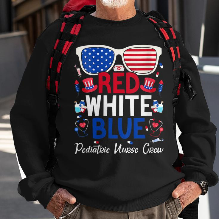 Womens Nurse July 4Th Red White Blue Pediatric Nurse Crew Patriotic Sweatshirt Gifts for Old Men