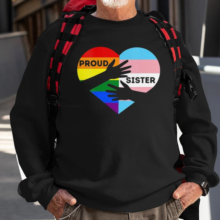 Womens Proud Ally Sister Lgbtq Transgender Ally Proud Sister Pride Sweatshirt Gifts for Old Men