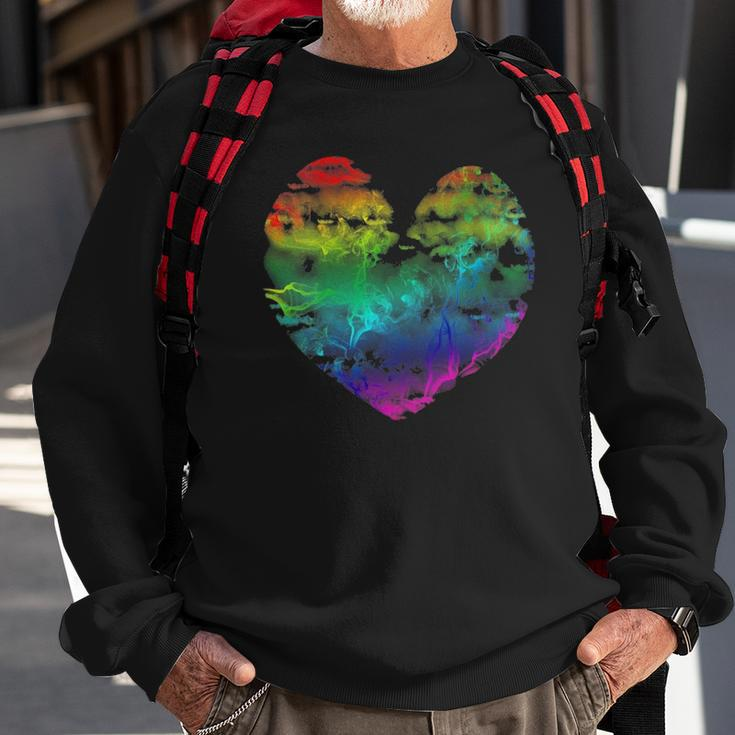 Womens Rainbow Cloudy Heart Lgbt Gay & Lesbian Pride Gift Sweatshirt Gifts for Old Men