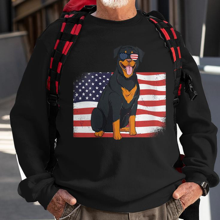 Womens Rottie Dad & Mom American Flag 4Th Of July Usa Rottweiler Sweatshirt Gifts for Old Men