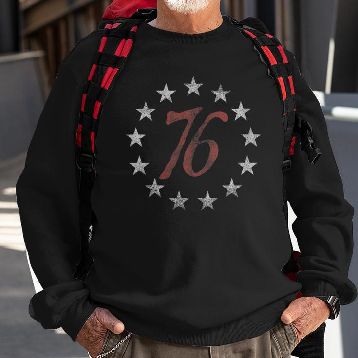 Womens The Spirit 76 Vintage Retro 4Th Of July Independence Day V-Neck Sweatshirt Gifts for Old Men