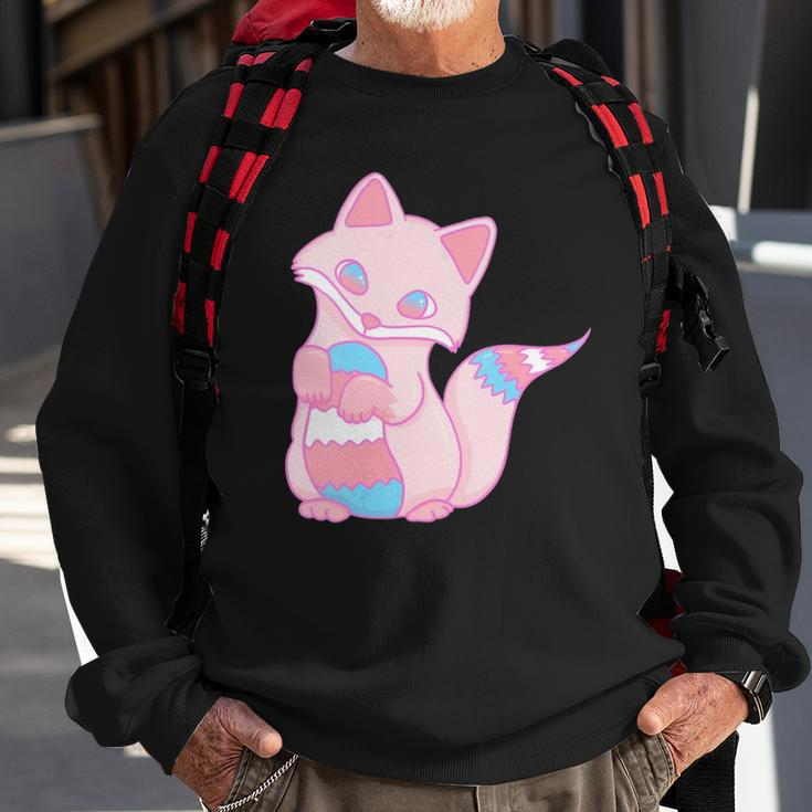 Womens Trans Pride Kawaii Fox Transgender Sweatshirt Gifts for Old Men