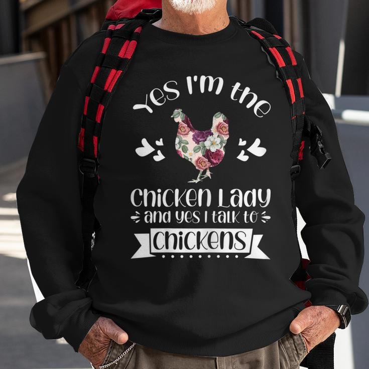 Womens Yes Im The Chicken Lady Chicken Lady Sweatshirt Gifts for Old Men
