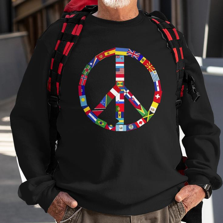 World Country Flags Unity Peace Sweatshirt Gifts for Old Men