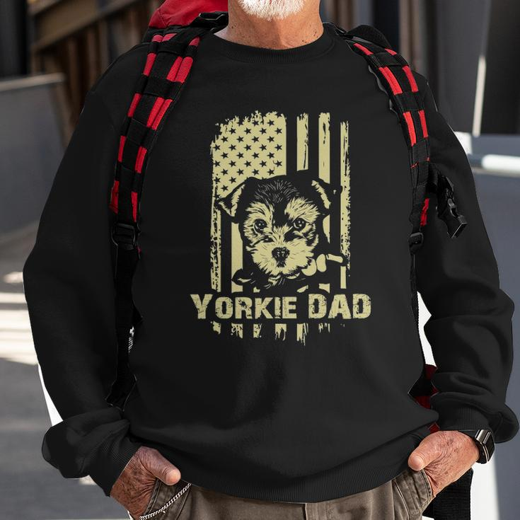 Yorkie Dad Cool Proud American Flag Fathers Day Gift Sweatshirt Gifts for Old Men