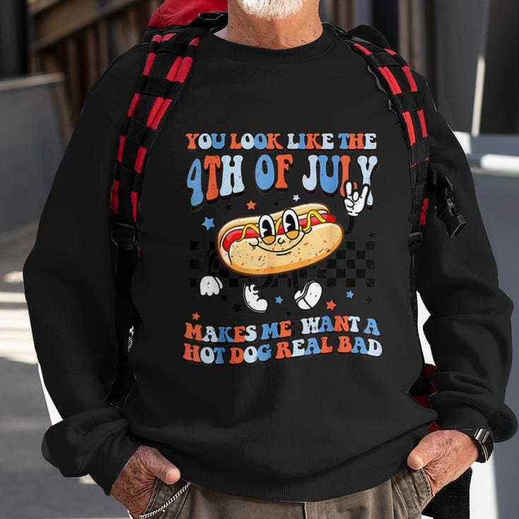 You Look Like 4Th Of July Makes Me Want A Hot Dog Real Bad V2 Sweatshirt Gifts for Old Men