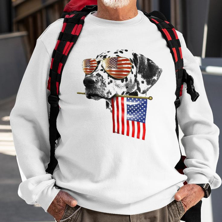 4Th Of July Fun American Flag Dalmatian Dog Lover Gift Sweatshirt Gifts for Old Men