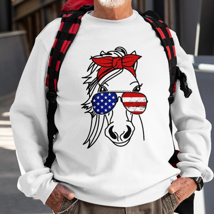 4Th Of July Patriotic Horse American Flag Sunglasses Sweatshirt Gifts for Old Men
