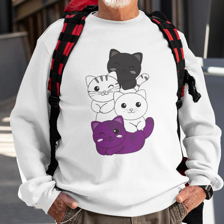 Asexual Flag Pride Lgbtq Cats Asexual Cat Sweatshirt Gifts for Old Men