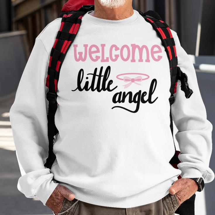 Baby Shower Text Design Welcome Little Angel Sweatshirt Gifts for Old Men