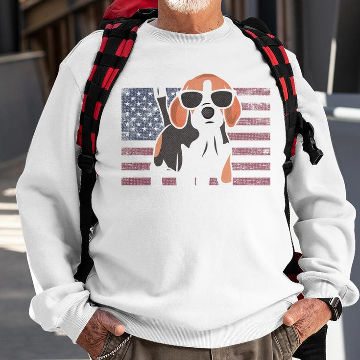 Beagle Dad American Flag 4Th Of July Patriotic Beagle Design Sweatshirt Gifts for Old Men