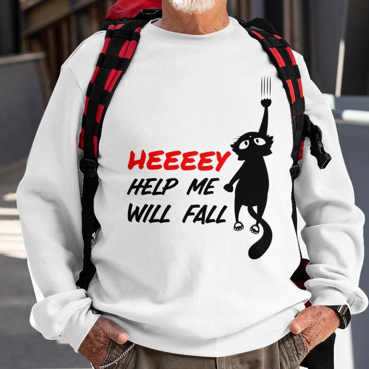 Black Cat Sayes Hey Cat Sayes Hey Sweatshirt Gifts for Old Men