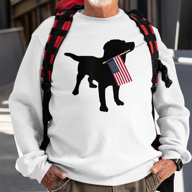 Black Lab Dog Holding July 4Th Patriotic Usa Flag Sweatshirt Gifts for Old Men