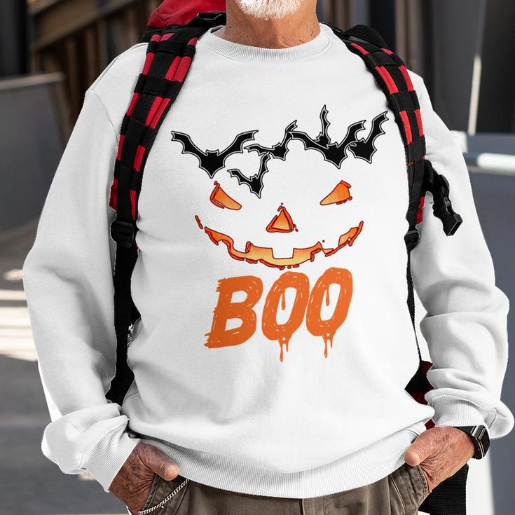 Boo Scary Pumpkin Face Sweatshirt Gifts for Old Men