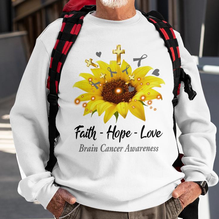 Brain Cancer Awareness Faith Hope Love Sweatshirt Gifts for Old Men