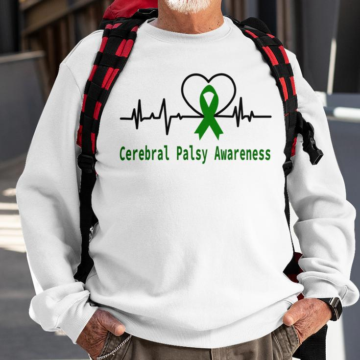 Cerebral Palsy Awareness Heartbeat Green Ribbon Cerebral Palsy Cerebral Palsy Awareness Sweatshirt Gifts for Old Men